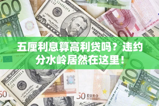 武汉五厘利息算高利贷吗？违约分水岭居然在这里！